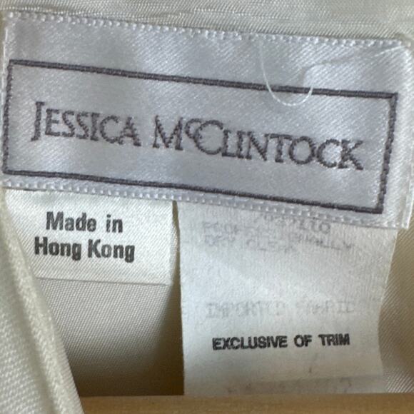 Vintage Jessica McClintock Linen & Lace Peplum Dress Cottagecore  Rare Unique - Picture 13 of 15